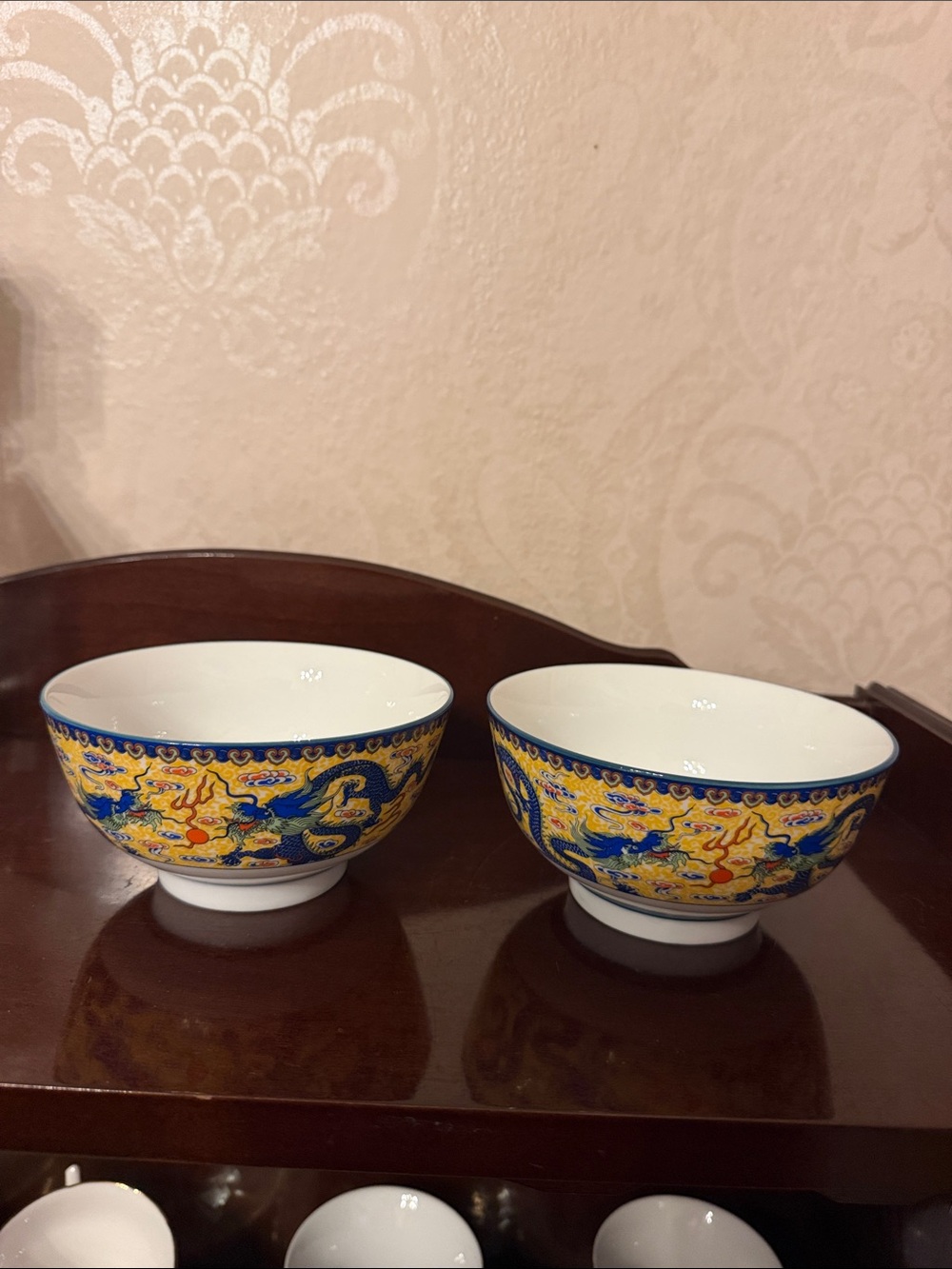 Set of 2 Vintage CFI blue dragons decorative bowls